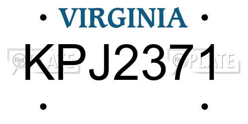 KPJ2371 Virginia License Plate