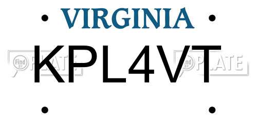 KPL4VT Virginia License Plate