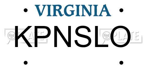 KPNSLO Virginia License Plate