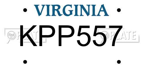 KPP557 Virginia License Plate