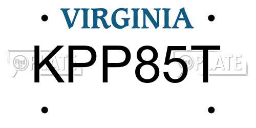 KPP85T Virginia License Plate
