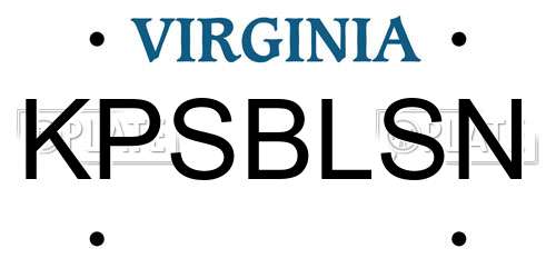 KPSBLSN Virginia License Plate