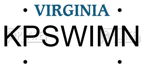 KPSWIMN Virginia License Plate