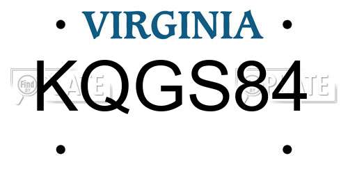 KQGS84 Virginia License Plate