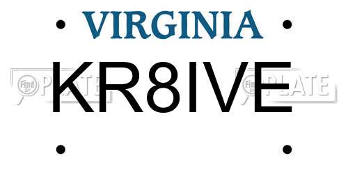 KR8IVE Virginia License Plate