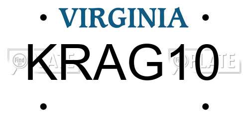 KRAG10 Virginia License Plate