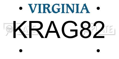 KRAG82 Virginia License Plate