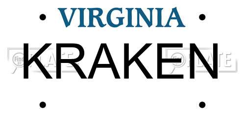KRAKEN Virginia License Plate