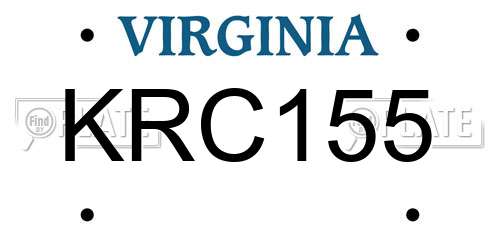 KRC155 Virginia License Plate