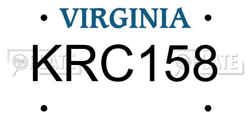 KRC158 Virginia License Plate