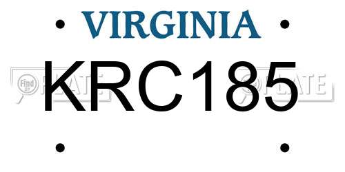 KRC185 Virginia License Plate