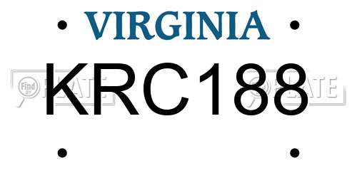 KRC188 Virginia License Plate