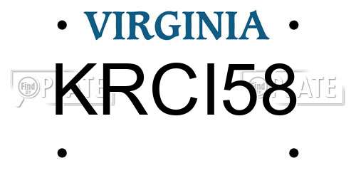 KRCI58 Virginia License Plate
