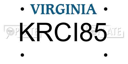 KRCI85 Virginia License Plate