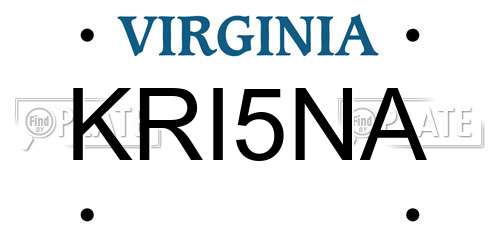 KRI5NA Virginia License Plate