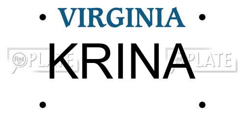 KRINA Virginia License Plate