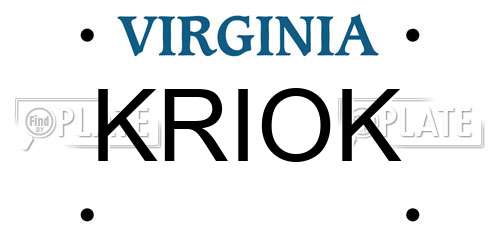 KRIOK Virginia License Plate