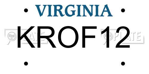 KROF12 Virginia License Plate