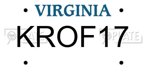 KROF17 Virginia License Plate