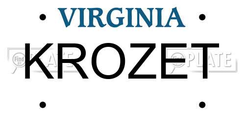 KROZET Virginia License Plate