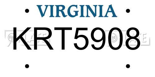 KRT5908 Virginia License Plate