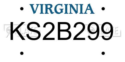 KS2B299 Virginia License Plate