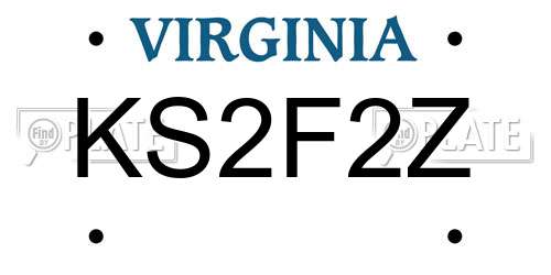 KS2F2Z Virginia License Plate