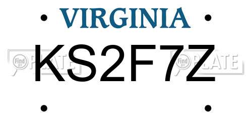 KS2F7Z Virginia License Plate