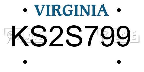 KS2S799 Virginia License Plate