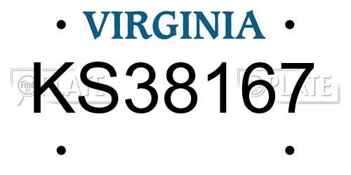 KS38167 Virginia License Plate