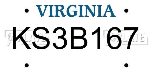 KS3B167 Virginia License Plate