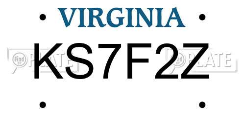 KS7F2Z Virginia License Plate