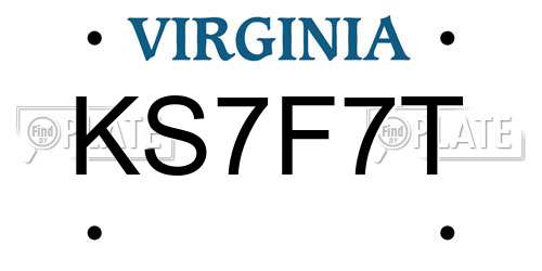 KS7F7T Virginia License Plate