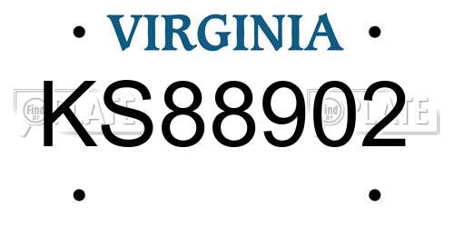 KS88902 Virginia License Plate