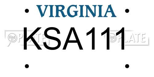 KSA111 Virginia License Plate