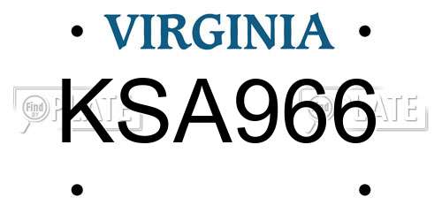 KSA966 Virginia License Plate