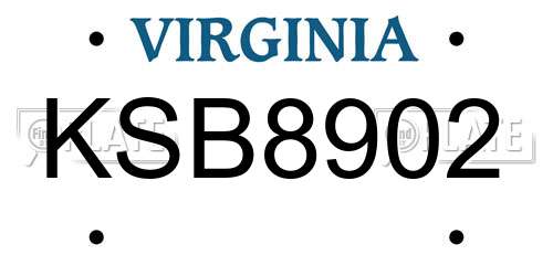 KSB8902 Virginia License Plate