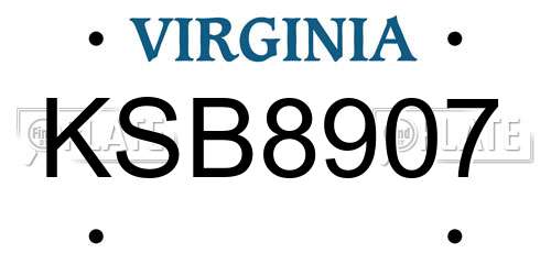 KSB8907 Virginia License Plate