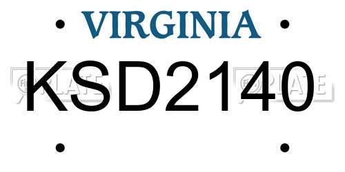 KSD2140 Virginia License Plate