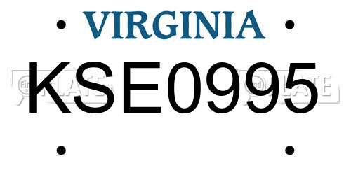 KSE0995 Virginia License Plate