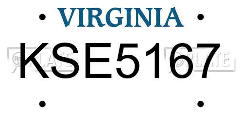 KSE5167 Virginia License Plate
