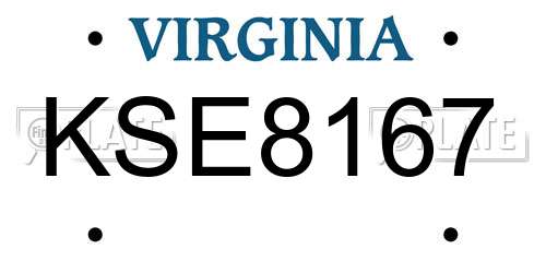 KSE8167 Virginia License Plate