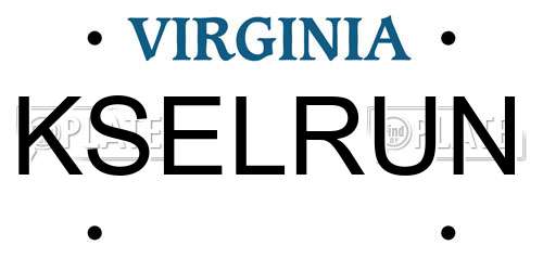 KSELRUN Virginia License Plate