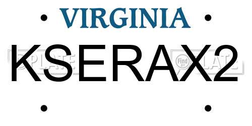 KSERAX2 Virginia License Plate