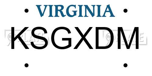 KSGXDM Virginia License Plate