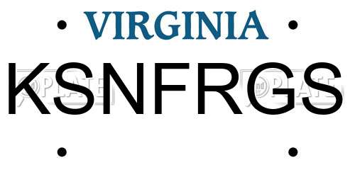 KSNFRGS Virginia License Plate