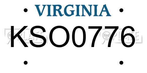 KSO0776 Virginia License Plate