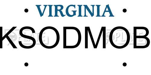 KSODMOB Virginia License Plate