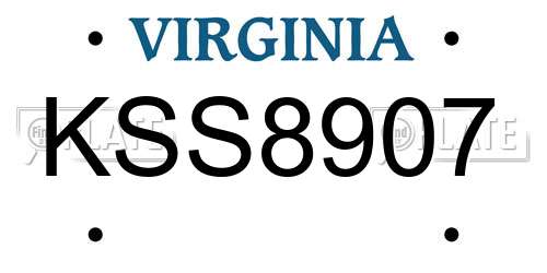 KSS8907 Virginia License Plate