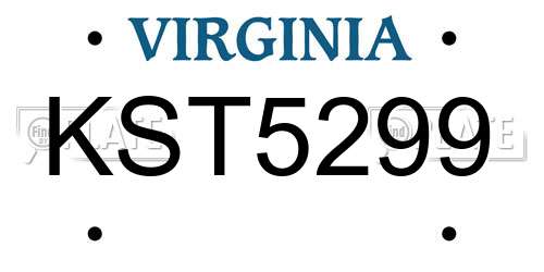 KST5299 Virginia License Plate